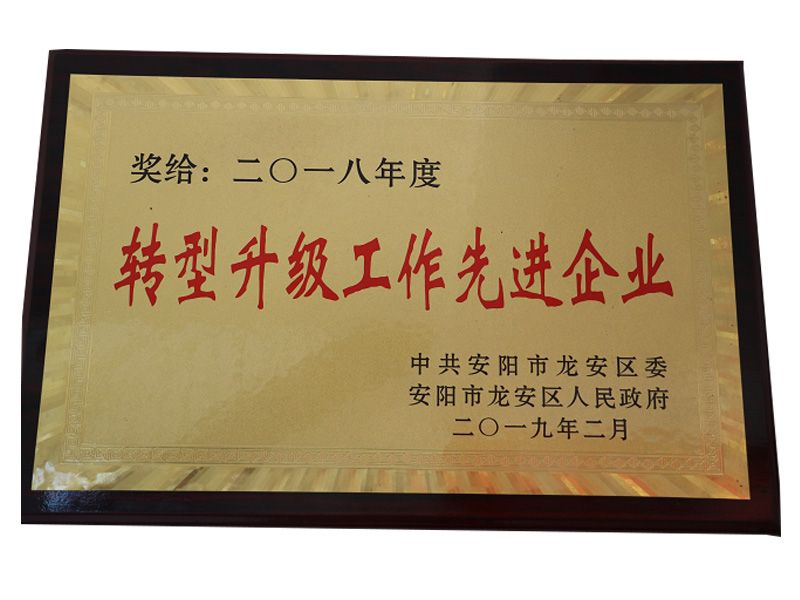2018年轉(zhuǎn)型升級工作先 進(jìn)企業(yè)